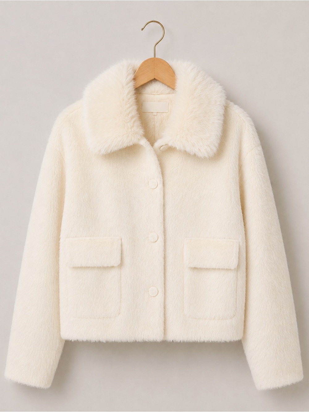 Coco + Carmen Cream Cardigan Jacket with Faux Fur